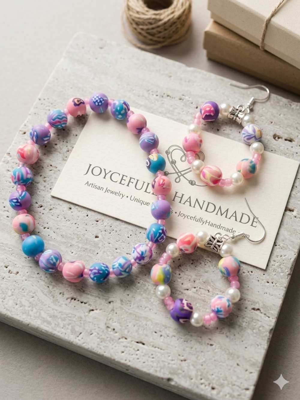 Pink & Purple Beaded Jewelry Set